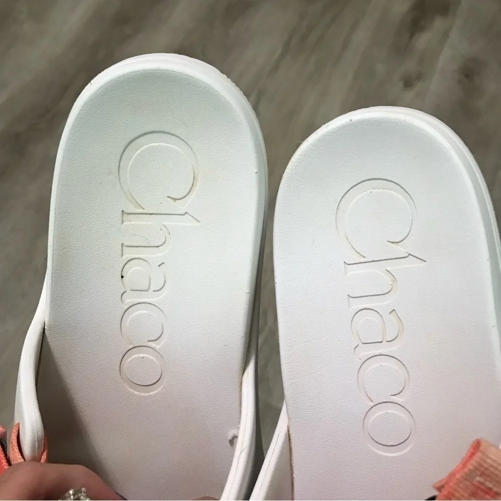 Chaco Tie Dye Chillo Persimmon Alpine Slides Sandals Orange White Women’s 10